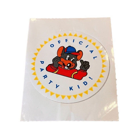 Chuck E Cheese Vintage Sticker - Coach Mouse 90s Official Party Kid - Picture 1 of 2